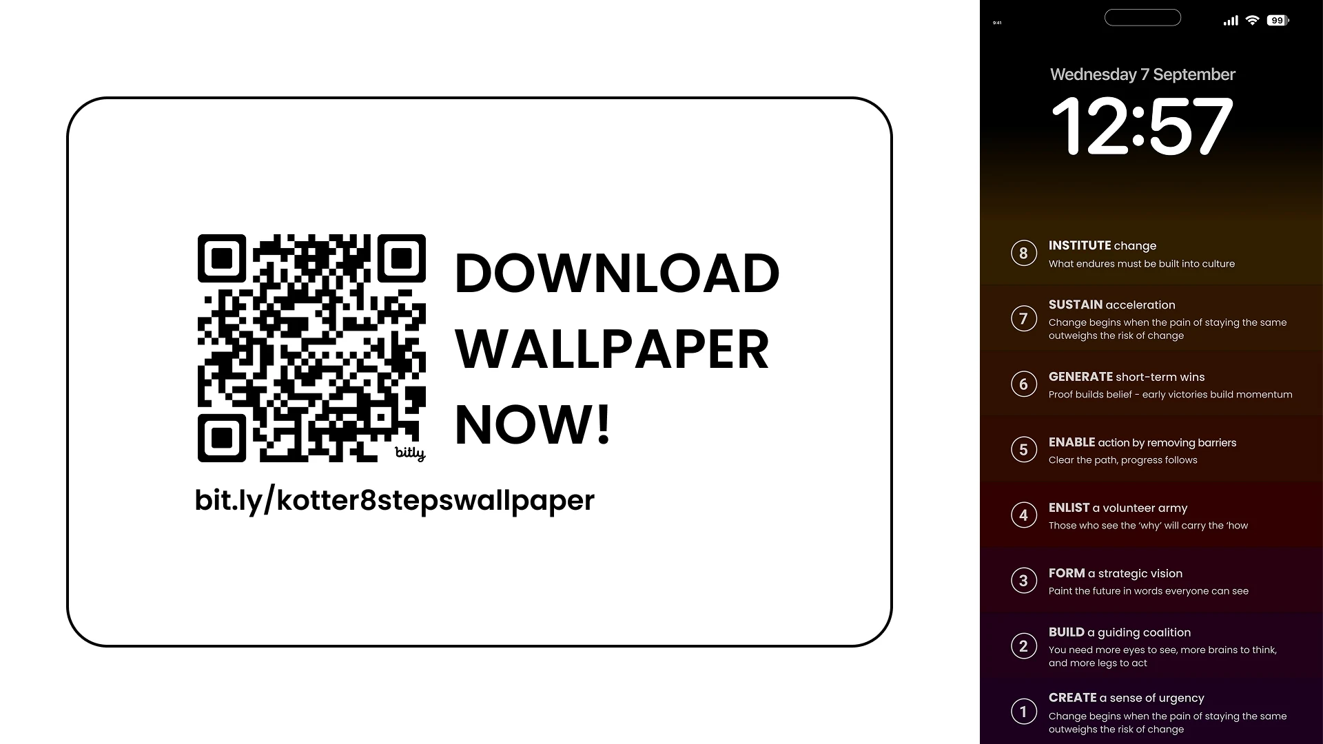 Slide 25 - Resource Download: Kotter's 8 Steps Mobile Wallpaper
